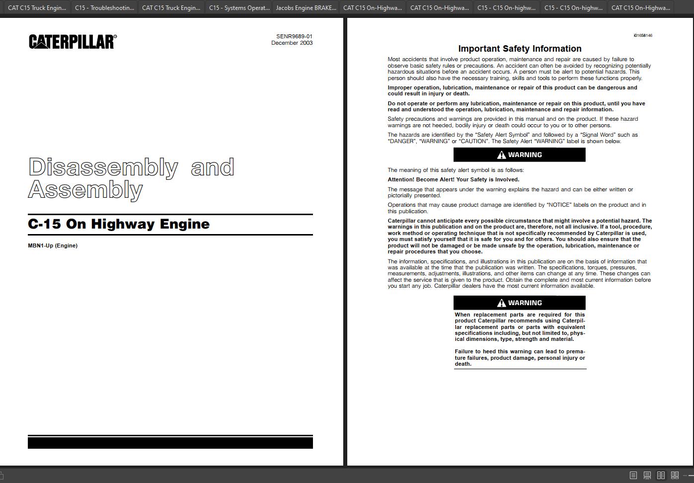 CAT Truck Engine C15 Manual Schematic Electrical Troubleshooting 1