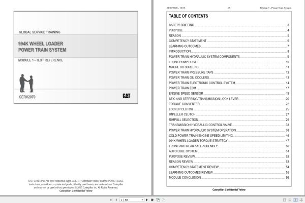 CAT Wheel Loader 994K Power Train System Global Service Learning Technical Presentation 1