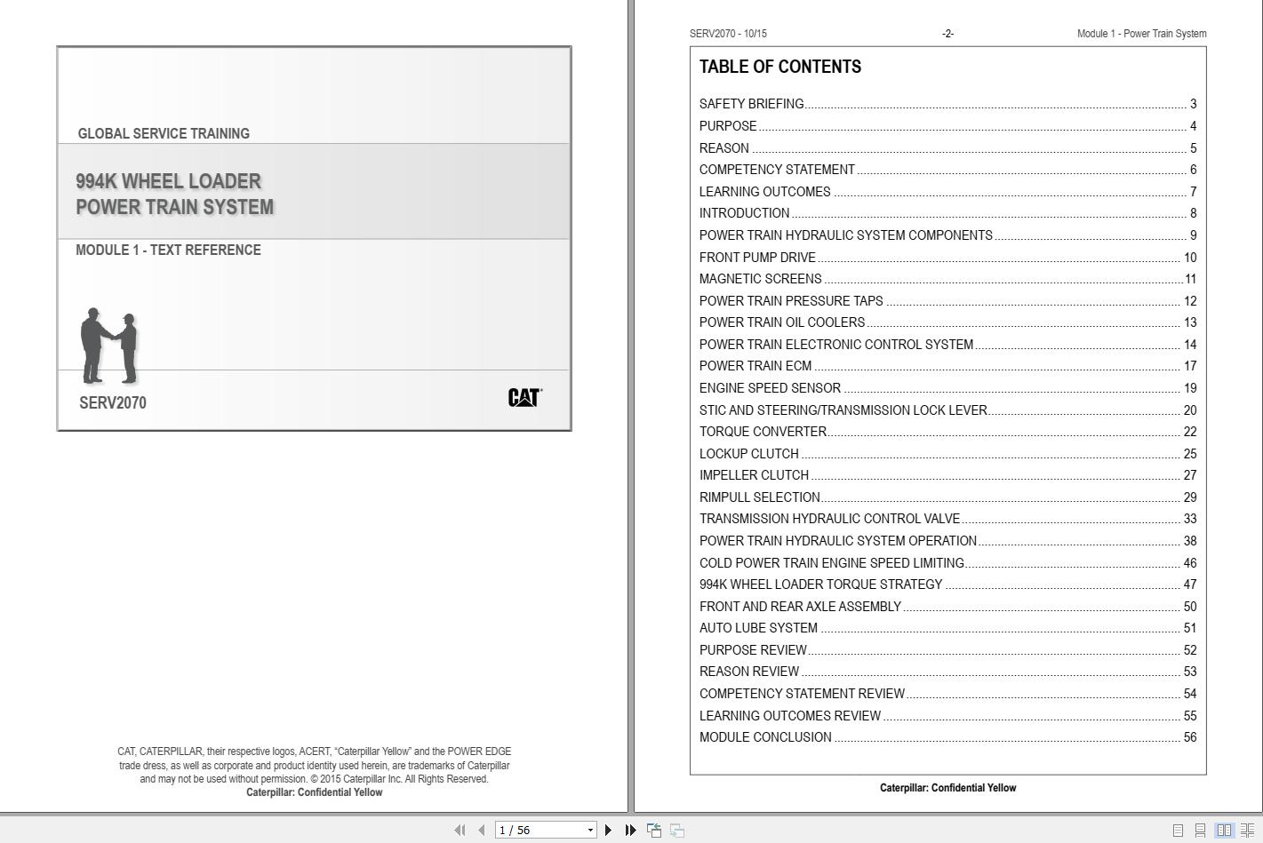 CAT Wheel Loader 994K Power Train System Global Service Learning Technical Presentation 1