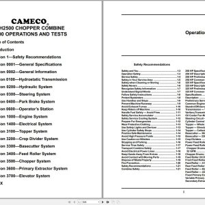Cameco Chopper Combine CH2500 Operations and Tests Manual 2000