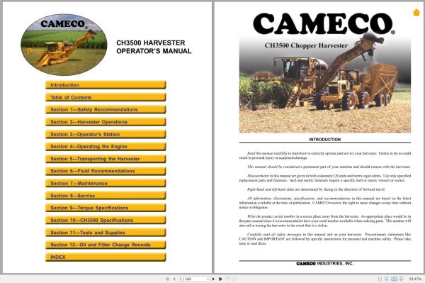 Cameco Harvester CH3500 Operators Manual