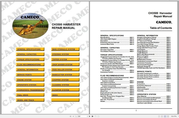Cameco Harvester CH3500 Repair Manual