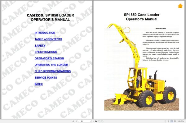 Cameco Loader SP1850 Operators Manual