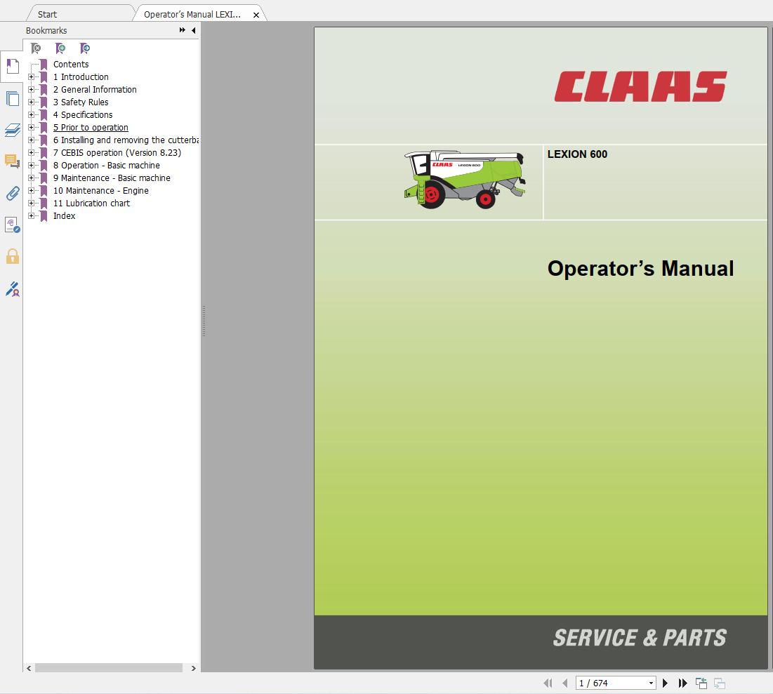 Claas Tractor Combine Lexion 600 590 Service Manual Electrical and Hydraulic Diagram