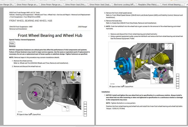 Ford Truck Ranger 4WD L4 2.3L Turbo 2020 Diagram Maintenance Repair Manual 7