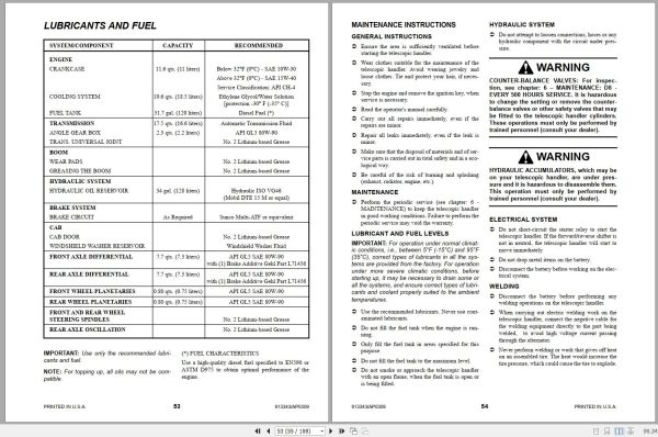 Gehl Telescopic Handler CT7 23 SN 263524 and Up Operators Manual 913343 03 2