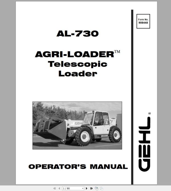 Gehl Telescopic Loader AL730 Operators Manual 908448 1