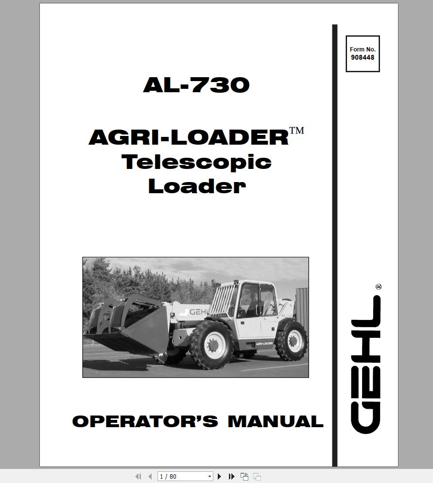 Gehl Telescopic Loader AL730 Operators Manual 908448 1