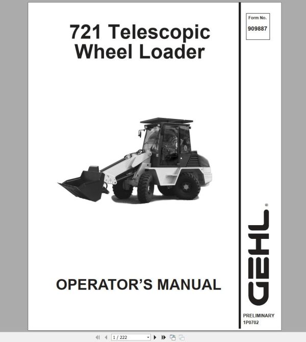Gehl Telescopic Wheel Steer 721T Operators Manual 909887 1