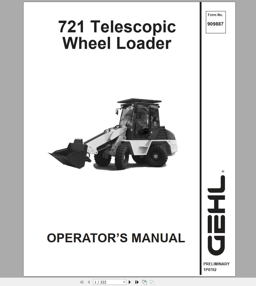 Gehl Telescopic Wheel Steer 721T Operators Manual 909887 1