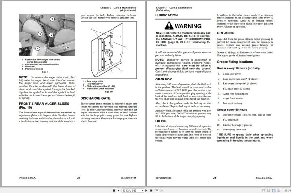 Gehl Truck Mounted Scavenger Spreaders MS1330TM Operators Manual 907533B 2