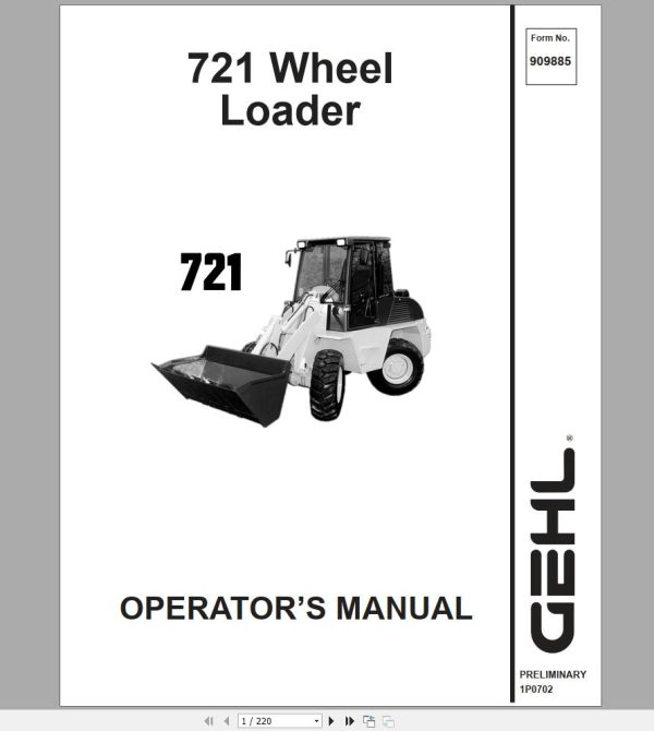 Gehl Wheel Steer 721 Operators Manual 909885 1