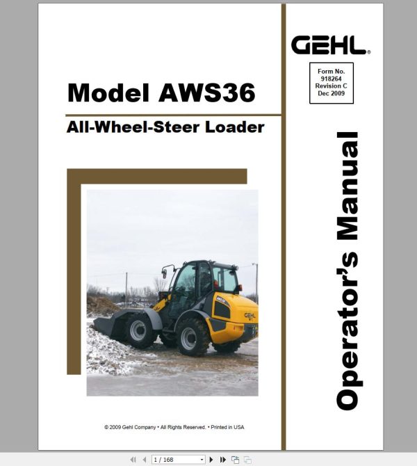 Gehl Wheel Steer Loader 680 Operators Manual 918264 12 1