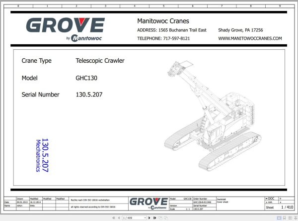 Grove Crane GHC130 Parts Manual Electrical Schematics