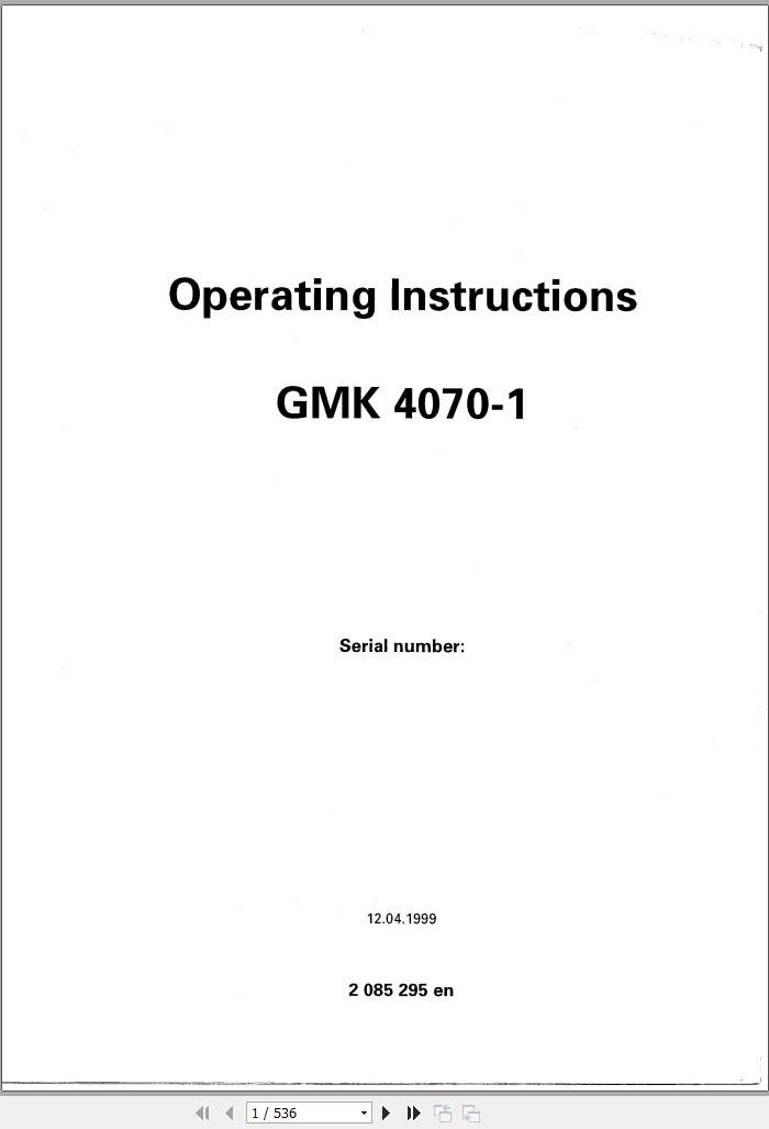 Grove Crane GMK 4070 1 Schematics Operation Manual