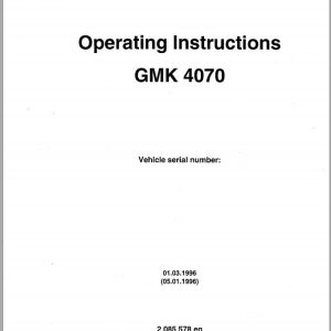 Grove Crane GMK 4070 Parts Catalog Operation Manual