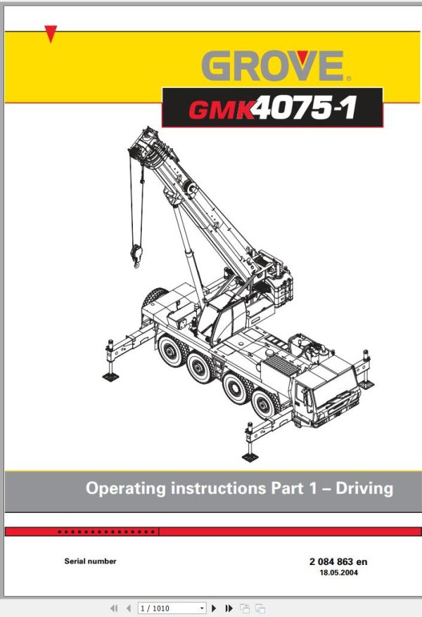 Grove Crane GMK 4075 1 Schematics Operation Manual 1