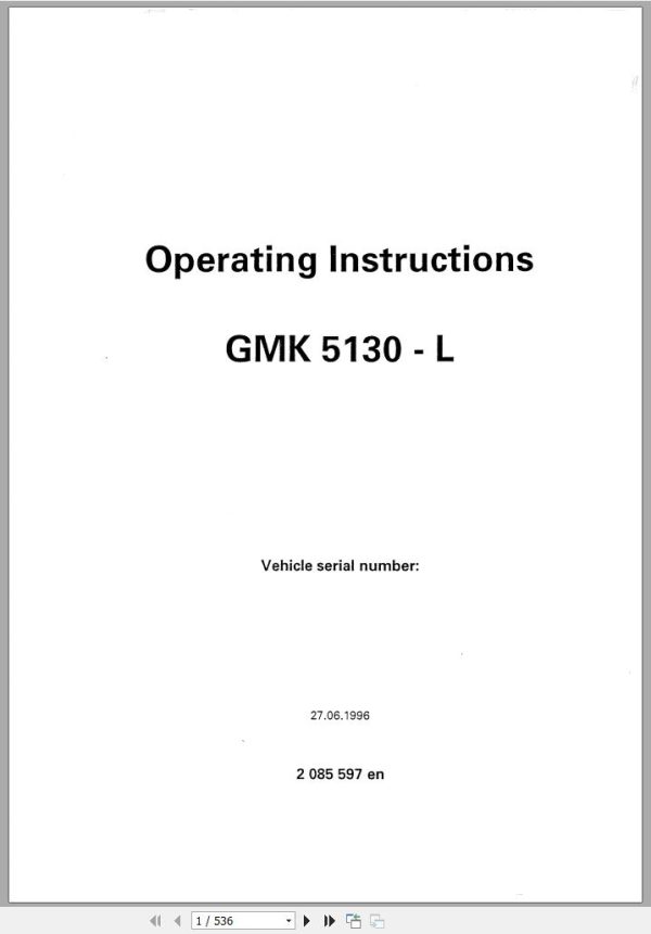 Grove Crane GMK 5130 L Operation Manual