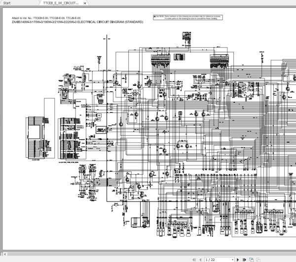 Hitachi Wheeled Excavator ZX140W 3 Electrical Hydraulic Circuit Diagram 1