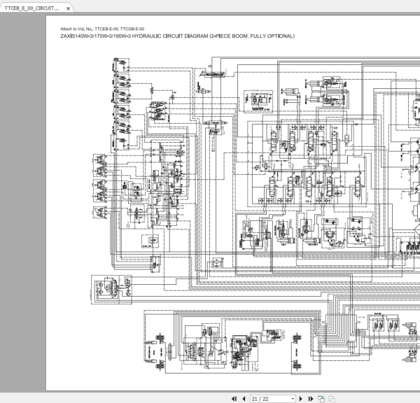 Hitachi Wheeled Excavator ZX140W 3 Electrical Hydraulic Circuit Diagram 2