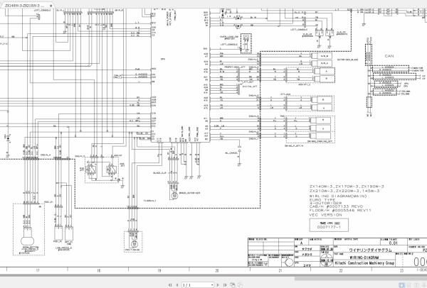 Hitachi Wheeled Excavator ZX140W 3 Electrical Hydraulic Circuit Diagram 3