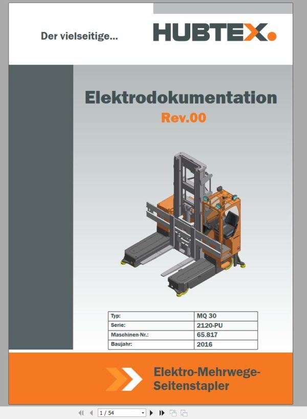 Hubtex Forklift MQ 30 2120 PU Electrical and Hydraulic Circuit Diagram 2016 DE