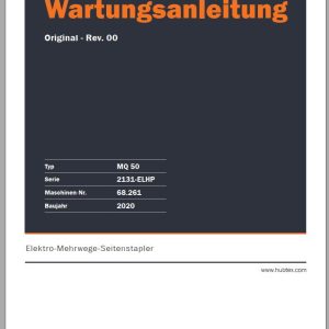 Hubtex Forklift MQ 50 2131 ELHP Parts Manual Service Manual Operating Manual 2020 EN DE