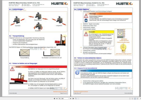 Hubtex Forklift MQ 50 2132 EL Parts Manual Service Manual Operating Manual 2012 EN DE PL 2