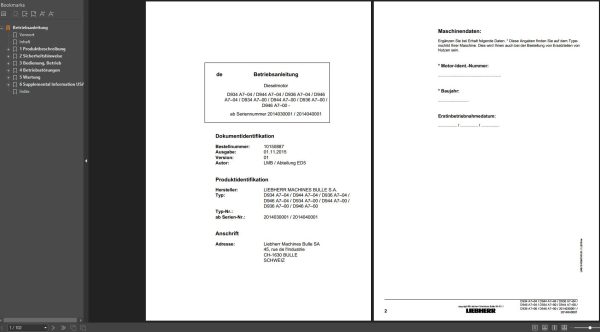 Liebherr Diesel Engine D934 D936 D944 D946 A7 04 A7 00 Operator Manual 2015 DE 1