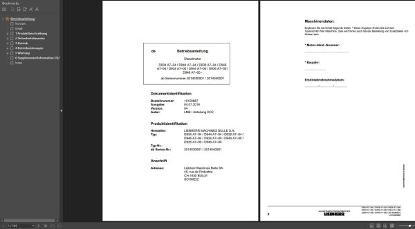 Liebherr Diesel Engine D934 D936 D944 D946 A7 04 A7 00 Operator Manual 2018 DE 1