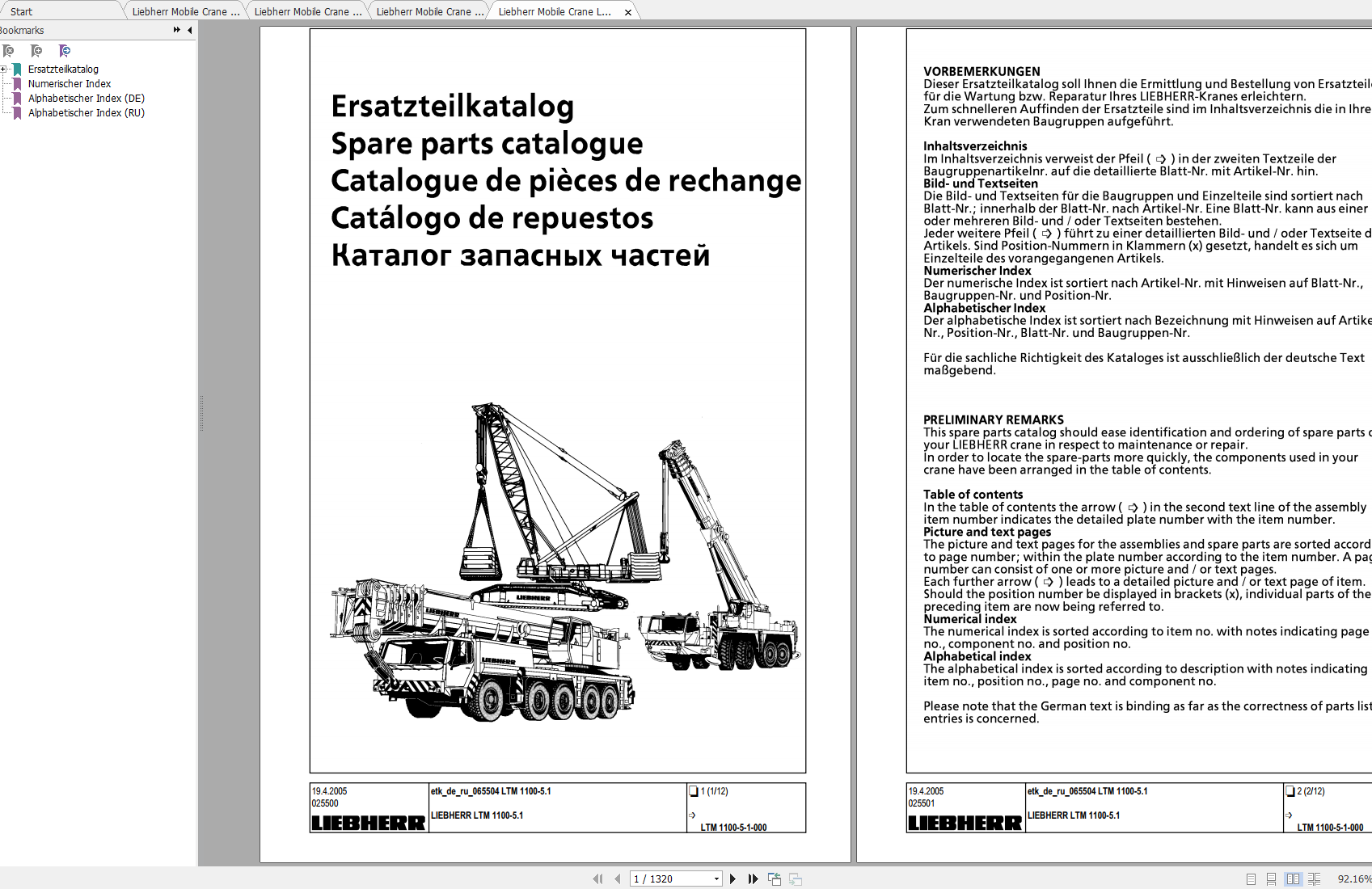 Liebherr Mobile Crane LTM 1100 5 1 Circuit Diagram Pneumatic Schematic Parts Catalog 1