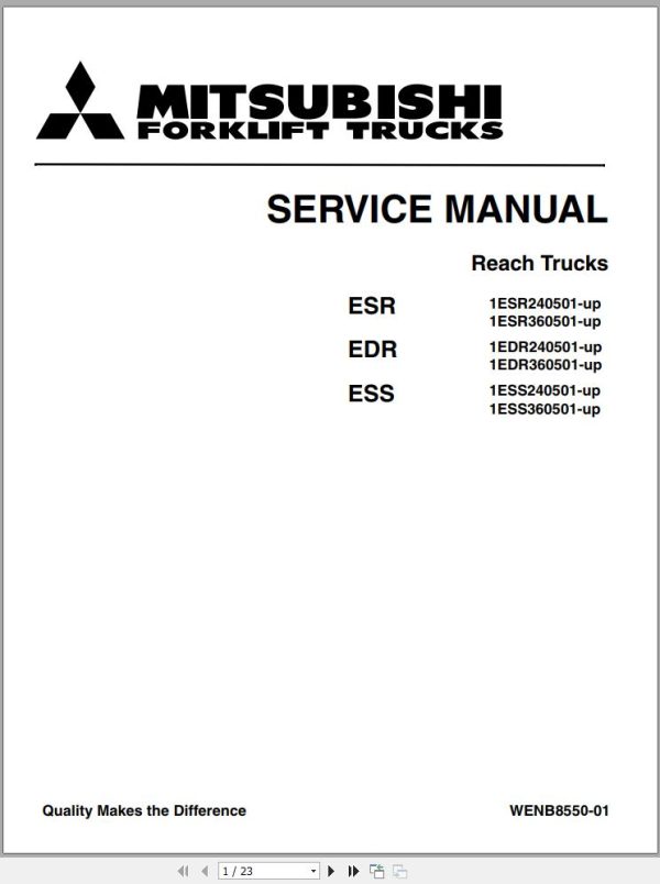 Mitsubishi Forklift EDR24 EDR36 ESS24 ESS36 Operation and Maintenance Manual Service Manual 1