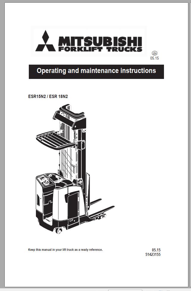 Mitsubishi Forklift ESR15N2 ESR18N2 Operation and Maintenance Manual 1