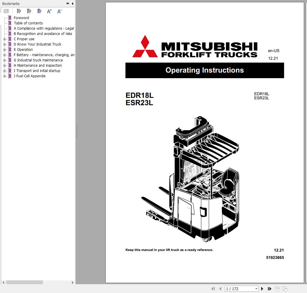 Mitsubishi Forklift ESR23L Operation and Maintenance Manual EN FR ES PT