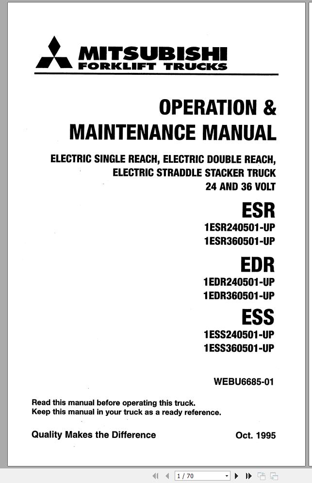 Mitsubishi Forklift ESR24 Operation and Maintenance Manual Service Manual
