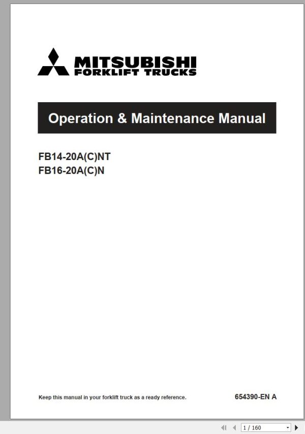 Mitsubishi Forklift FB16ANT Diagrams Operation and Maintenance Manual Service Manual EN ES PT