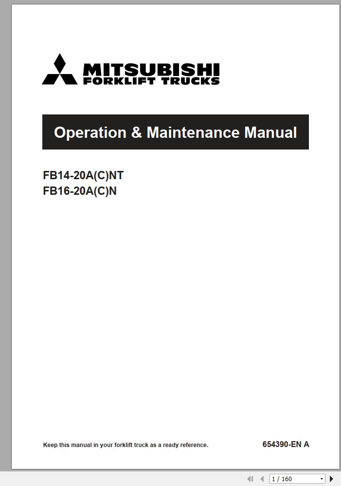 Mitsubishi Forklift FB16ANT Diagrams Operation and Maintenance Manual Service Manual EN ES PT