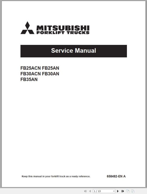 Mitsubishi Forklift FB25ACN Diagrams Operation and Maintenance Manual Service Manual EN FR ES PT
