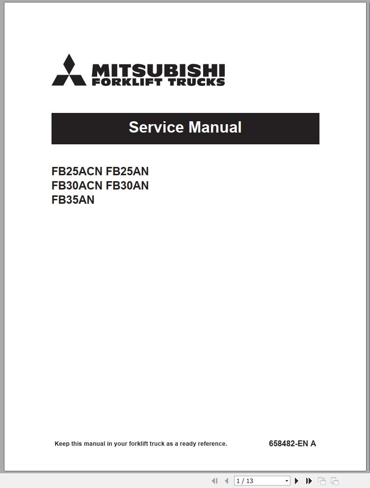 Mitsubishi Forklift FB25ACN Diagrams Operation and Maintenance Manual Service Manual EN FR ES PT
