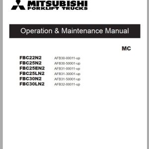 Mitsubishi Forklift FBC22N2 FBC25EN2 FBC25LN2 FBC25N2 FBC30LN2 FBC30N2 Diagrams Operation and Maintenance Manual