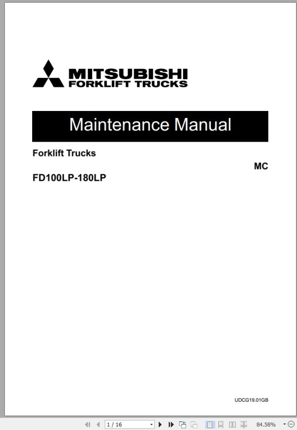 Mitsubishi Forklift FD120L12P FD120L12PM Diagrams Operation and Maintenance Manual Service Manual EN FR ES 1