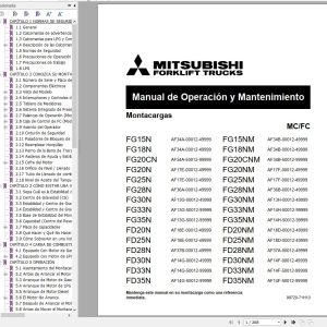 Mitsubishi Forklift FD20NM FD28NM FD33NM FD35NM Diagrams Operation and Maintenance Manual ES