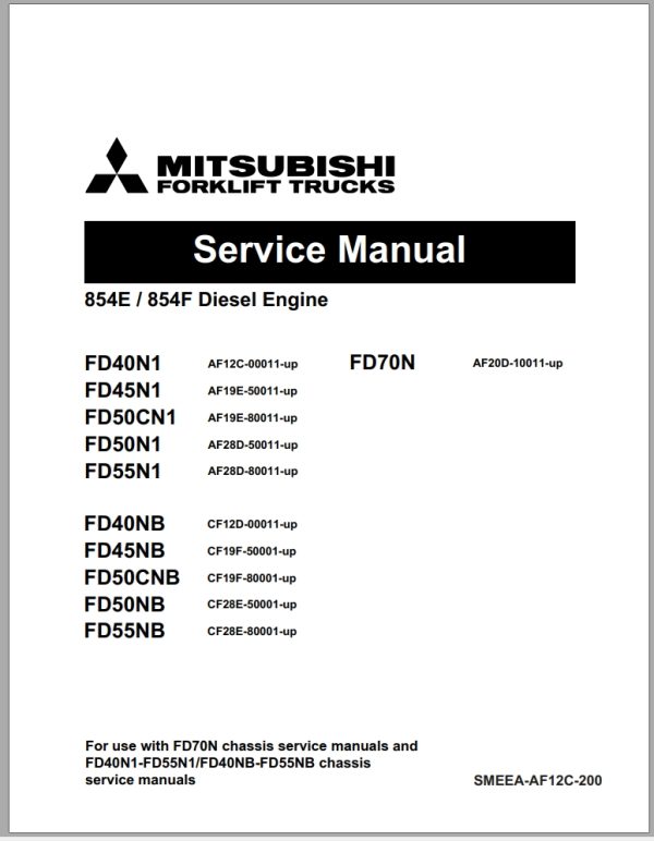 Mitsubishi Forklift FD50N1 FD55N1 Diagrams Service Manual