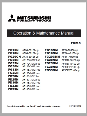 Mitsubishi Forklift FG20CN FG20N FG25N Diagrams Operation and Maintenance Manual Service Manual EN FR ES
