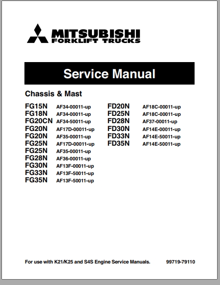 Mitsubishi Forklift FG20CN FG20N FG25N Diagrams Operation and Maintenance Manual Service Manual EN FR ES 1