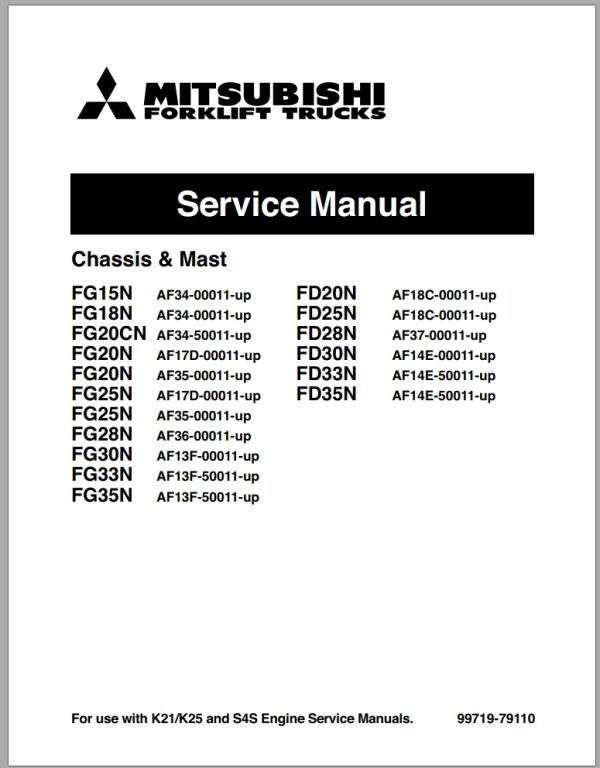 Mitsubishi Forklift FG28N Diagrams Operation and Maintenance Manual Service Manual EN FR ES 1