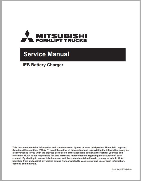 Mitsubishi Forklift Li Ion Battery Charger Mitsubishi Operation and Maintenance Manual Service Manual 1