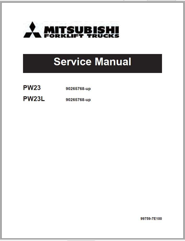 Mitsubishi Forklift PW23 Operation and Maintenance Manual Service Manual