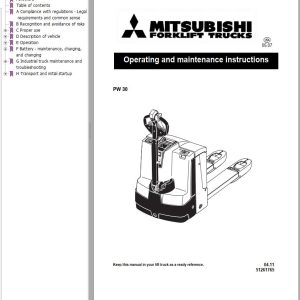 Mitsubishi Forklift PW30 Operation and Maintenance Manual Service Manual