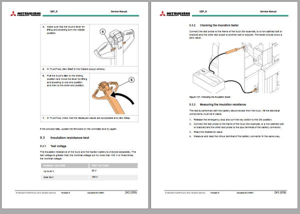 Mitsubishi Forklift SBP16N2R SBP16N2SR Diagrams Operation and Maintenance Manual Service Manual EN DE FR ES 1